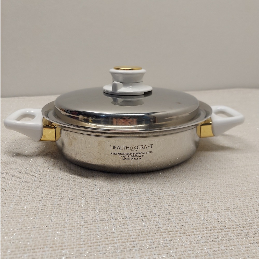 Health Craft 5 Ply Nicromium Surgical Steel 1.25 QT Saucepan with Lid USA